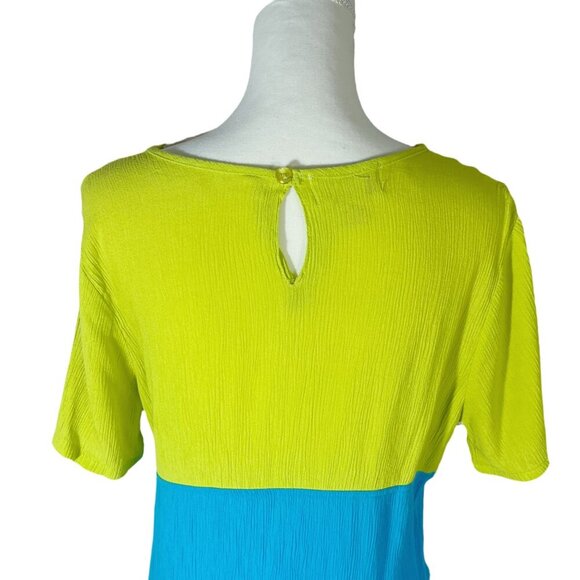 Diane Von Furstenburg Blue Green Color Block Maxi Dress Summer Beach Size M - Picture 6 of 11